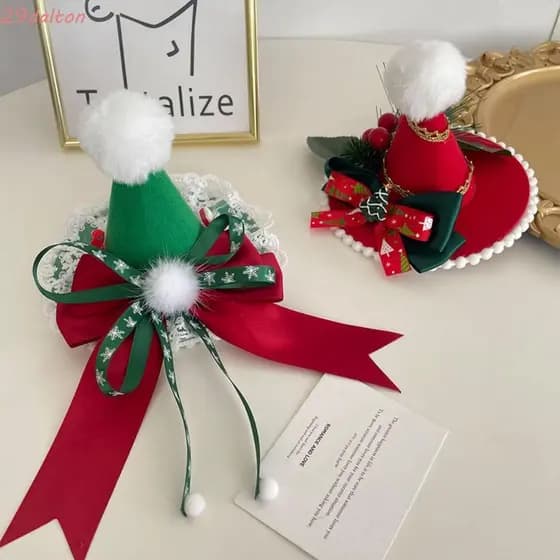 DALTON Grampo De Cabelo Para Chapéu De Natal , Decoração De Feliz Com Laço Crianças , Lindo Formal Presilha Vermelha , F