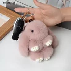 [Brightlight] Chaveiro Anel Fofo Real Pompom Bunny Trinket Charm Na Bolsa Pingente De Chave De Carro [BR]