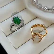 Natural verde ágata branco calcedônia anel feminino aberto nicho Design luz luxo High-End novo anel de dedo indicador ch