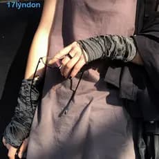 LYNDON Punk Luvas Femininas Preto Masculino Meio Dedo Rock Esporte Gótico Buraco Mitten