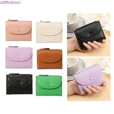 allilivefoua1 Porta-Cartões Compacto Feminino Contemporâneo Com Zíper E Fecho Prático Couro PU Para Viagem Essencial