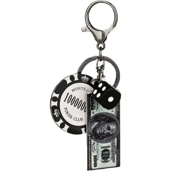 Las Vegas Lembrança Bolsa Saco Encantos Poker Chips Dinheiro Dados Chaveiro Carro Acessórios Presentes Para Fãs De Cassi