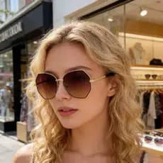 Óculos de sol europeus americanos femininos moda óculos de sol Anti-ultravioleta óculos femininos