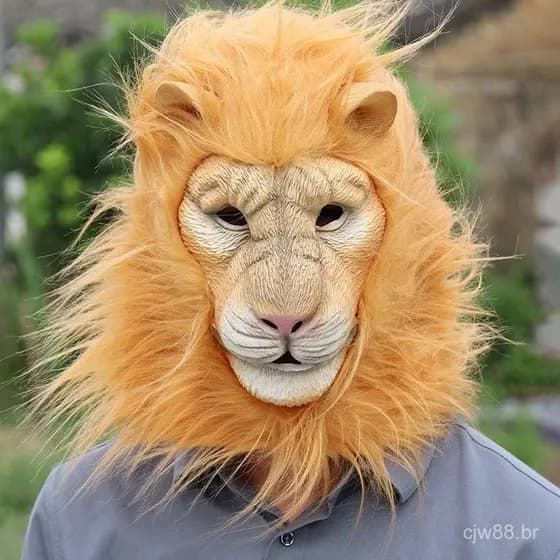 Látex Leão Máscara Macio Engraçado Festa Máscaras Animais Cabelo De Adulto Coringa Halloween Маска Traje Bola Chapelaria