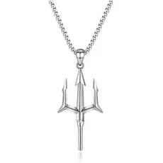 Colar Tridente Japonês e Coreano, Colar 18K, Corrente de Suéter Estilo Punk, Estilo Hip-Hop, Joias de Estilo Europeu e A