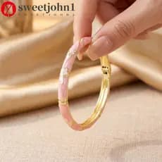 SWEETJOHN1 Pulseira Cloisonne Vintage , Tradicional De Cristal De Flor De Trevo De Boa Sorte , Clássica