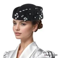 RL-Chapéus Femininos Vintage De Igreja , Apliques De Flores De Cristal , Caixa De Comprimidos De Feltro , Fascinator Par