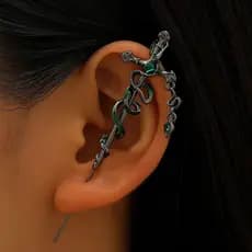 Brinco de cobra com entrelaçamento de cobra escura, brincos punk para mulheres, acessórios de piercing