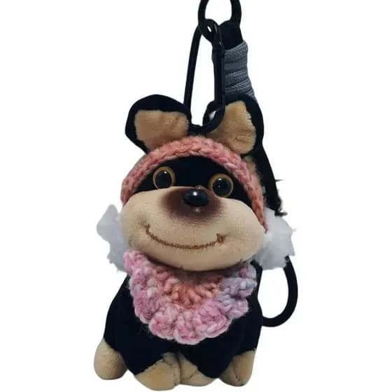 Chaveiro De Cachorro De Abelha Floral De Crochê Fofo-Carro De Cachorrinho De Pelúcia , Bolsa Com Pingente Macio , Presen