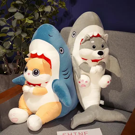 Boneca De Pelúcia De Cachorro Tubarão Gato Grande De 40 Cm/70 , Curta super Macia , Periferia De Animação De Desenho Ani