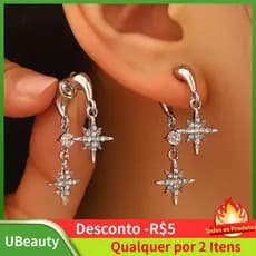 Brincos em formato de estrela de dupla função para mulheres, brincos de moda de luxo leve, acessórios femininos, present