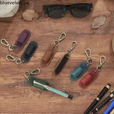 Chaveiro Porta-Canetas BLUEVELVETQW , Estojo Portátil Luxuoso Para Caneta De Couro Genuíno , Bandeja Removível