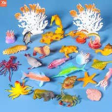 Mini Conjunto De Vida Marinha Oceano , Modelo De Animais , Caranguejo , Lula , Concha , Estrela Do Mar , Figuras De Ação