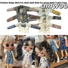 Camisetas De Boneca AMWOO , 6 Estilos DIY Handmake Fashion Stripe Shirt , Brinquedos Para Bonecas blythe