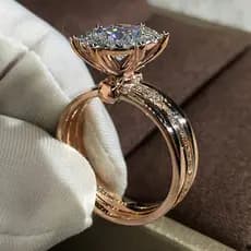 Anel de noivado de zircônia de duas cores em estoque pronto Anel de festa de casamento da moda JZ1029005