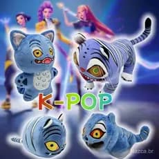 Pelúcia Caçadoras de Bruxas | Conjunto K-POP | Tigre Azul | Brinquedo Colecionável | Presente para Fãs