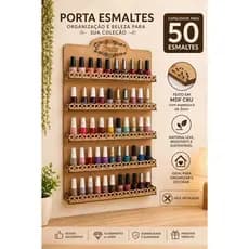 Rack Expositor Esmaltes Premium MDF Cru 50 Esmaltes Manicure Salão Beleza