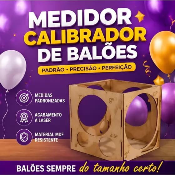 Medidor Balão Festa Calibrador Arco Bexigas MDF Cru Ferramenta Decoração
