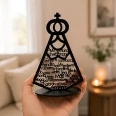 Nossa Senhora Oração Ave Maria Preto MDF Premium Vazado Religioso Decoração Enfeite