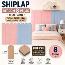 SHIPLAP Kit 8 Ripas Grande Arco Nuvem Decorativo Ripado MDF Cru Ripinha Criança