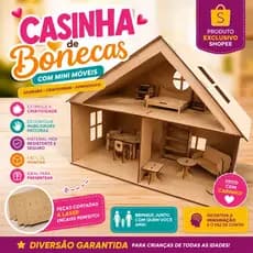 Casinha Boneca 13 Mini Móveis MDF Cru Infantil Grande Educativa Kids Presente Brinquedo