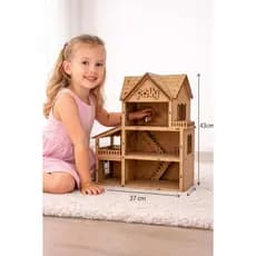 Casinha Casa Boneca MDF Cru Premium 43x37 Grande Diversão Educativa