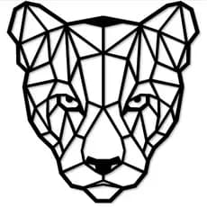 Quadro Escultura Decorativo Puma MDF Preto Elegante Moderno