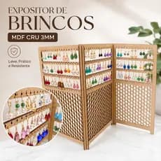 Expositor Suporte Organizador Brincos Joias 200 Furos MDF Cru Premium