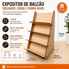 Expositor Suporte Display Balcão Grande Organizador 4 Andares MDF Premium
