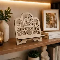 Porta Bíblia Suporte Religioso Pequeno Detalhes Livros Celular MDF Cru Premium