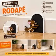 Enfeite Portinha Criativo Decorativo Rodapé Jerry Rato 3D Personagem Divertido