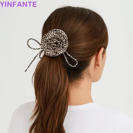 Colar De Chiffon YINFANTEWN , Corrente De Clavícula De Flor Longa Estilo Coreano , Chocker Elegante Com Estampa De Leopa