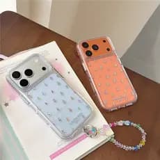 Capa De Telefone Com Processo IMD De material TPU Padrão De Gotas De Chuva Douradas Para iPhone 17 ProMax