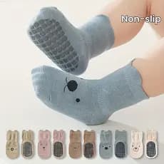 5 Pares de meias antiderrapantes para bebês, adequadas para bebês, crianças de colo, meninos e meninas