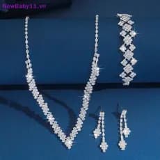 NewBaby 1 Conjunto Geométrico Strass Nelace Brincos Pulseira Kit Casamento Noiva De Jóias Simples sel Espumante VN