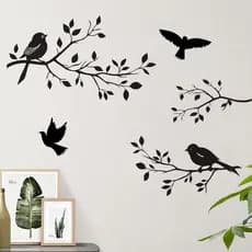 [Estoque pronto] Adesivos de parede de pássaro ramo sala de estar quarto decoração adesivos autoadesivos WJG
