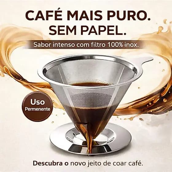 Filtro Coador De Café Inox Premium 103 Permanente Reutilizável Sem Uso De Papel