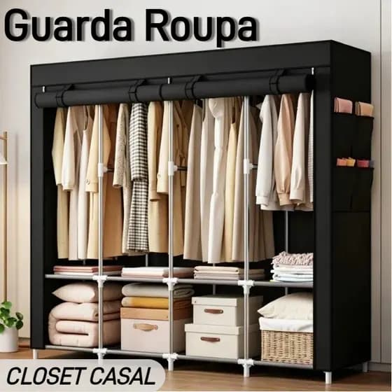 Guarda Roupa Dobrável Armário Organizador Multiuso Roupeiro Cabideiro Sapateira