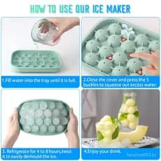 Forma de Gelo de Silicone Elástico 22 Bolas de Gelo com Tampa, Forma de Gelo Livre de BPA para Congelar Cubos de Gelo Ca