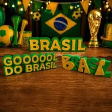 Letreiro Decorativo Brasil Copa do Mundo 2026 Enfeite de Mesa Festa | Decoração Futebol Torcida