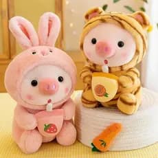 Brinquedo De Pelúcia De Porco De Chá De Leite Bonito-Boneca Transformação De Animal De Desenho Animado , Sapo Kawaii , P