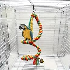 Escada De Escalada Colorida De Papagaio De Vime-Brinquedo Interativo De Mastigar Para Pássaros , Decoração De Gaiola E E
