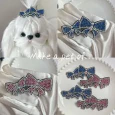 2025 novo estilo cão grampo de cabelo sapo clipe maltês acessórios para o cabelo Pet grampo de cabelo arco cheio diamant