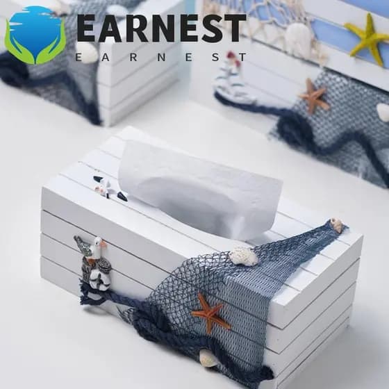 Caixa De Armazenamento De Tecido EARNEST , Porta-Guardanapos Com Tema Oceano , Papel Decorativa Estilo Mediterrâneo