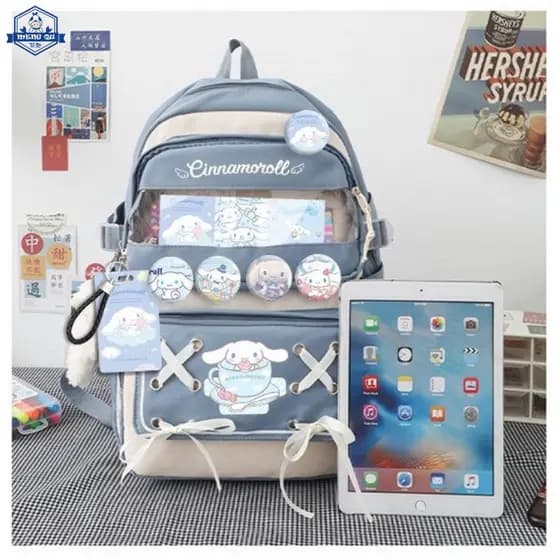 Sanrio Cinnamoroll Melody Kuromi Coreano Feminino Mochila Escolar Para Crianças Estudantes Laptops À Prova D'água Nylon