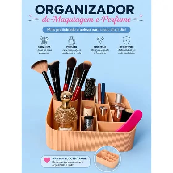 Organizador de Maquiagem e Perfumes | Porta Cosméticos para Penteadeira | Decoração Luxo