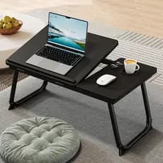 Mesa Dobravel para Cama Sem Montagem com Suporte de Copo e Slot para Notebook Portatil