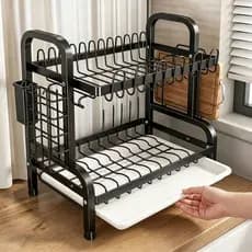 Escorredor Kitchen Rack Aço Inoxidável Organizador Louça Preto Pia Kitchen Rack Aço Ino