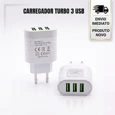 KIT COM 5 CARREGADORES -  BETAVOX 3 PORTAS USB 4.1A - BIVOLT - CARREGA 3 DISPOSITIVOS SIMULTÂNEOS - CELULAR TABLET FONE