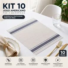 Kit 10 Jogo Americano PVC Impermeável Mesa Jantar Descanso de Prato Quadrado Antiderrapante Fácil de Limpar Moderno